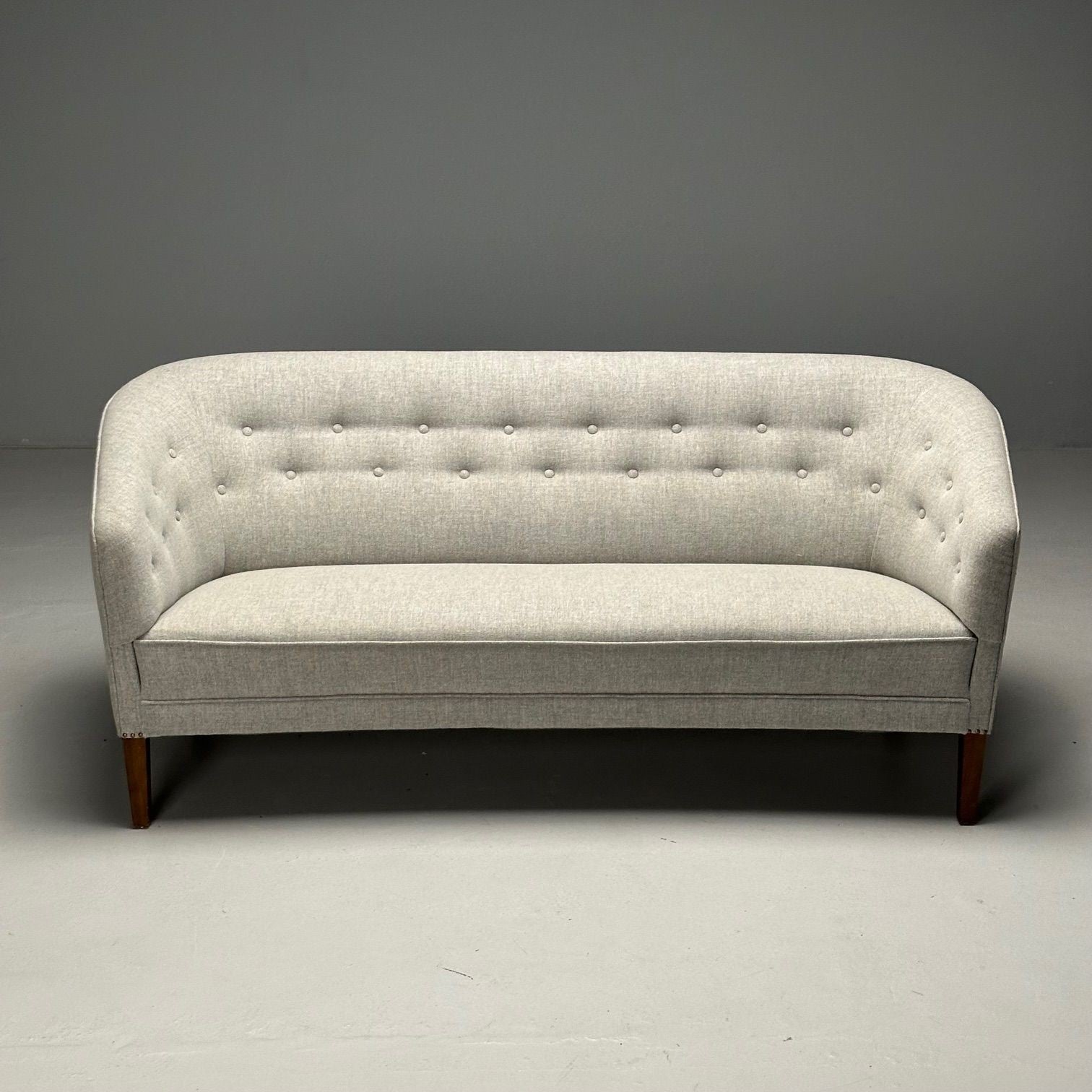 Ludvig Pontoppidan, Danish Mid-Century Modern, Sofa, Light Gray Wool, 1950s