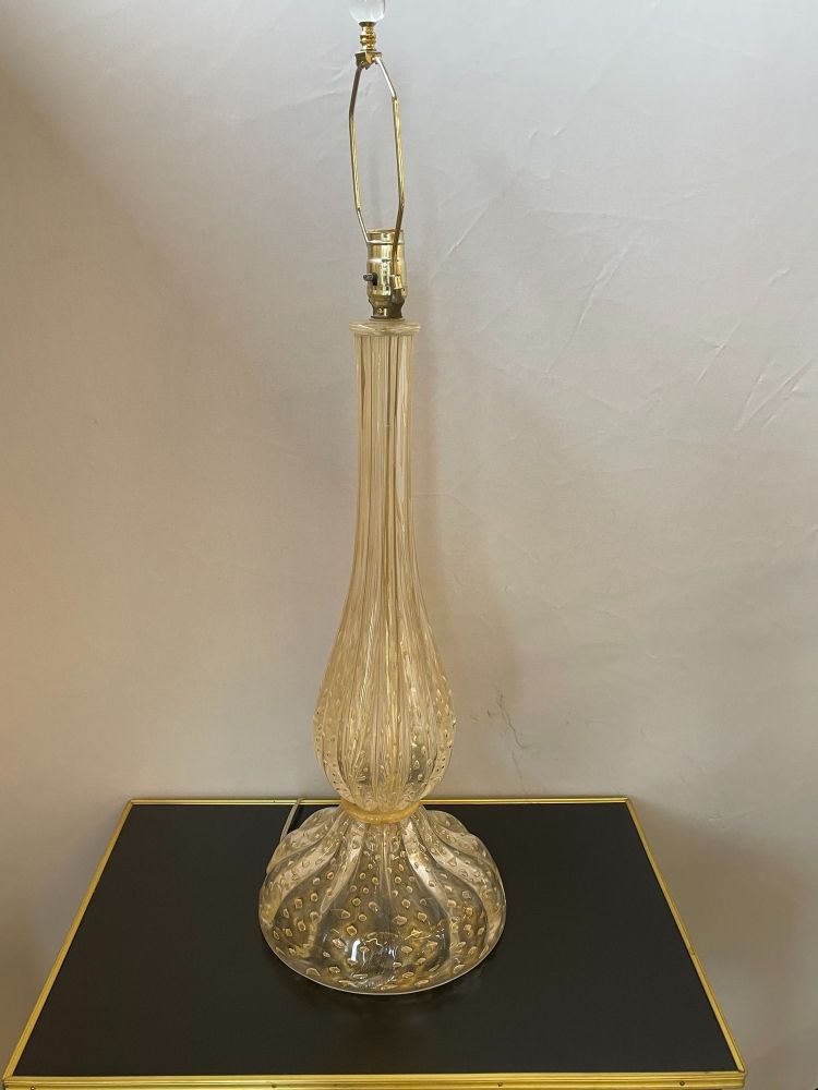 Large Italian Murano Glass Table Lamp, Mid-Century Modern, Barovier Toso Style