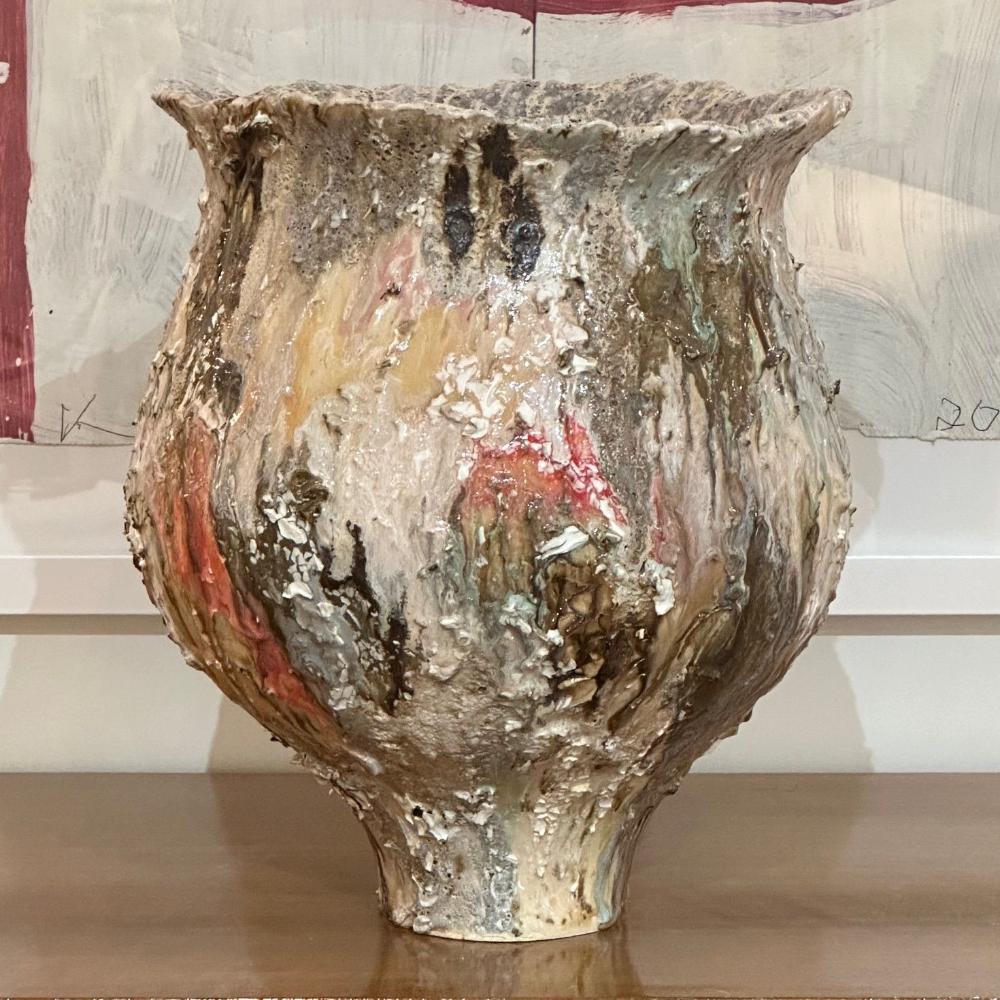 Sasha Court, Contemporary, Large Moon Jar, Textured Glazed Stoneware, Vase