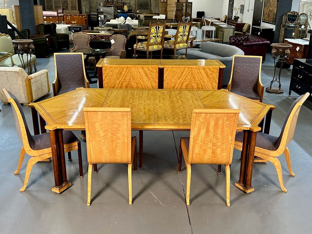 Vladimir Kagan Dining Room Set, Table, Chairs, Sideboard, Labeled, Copeland