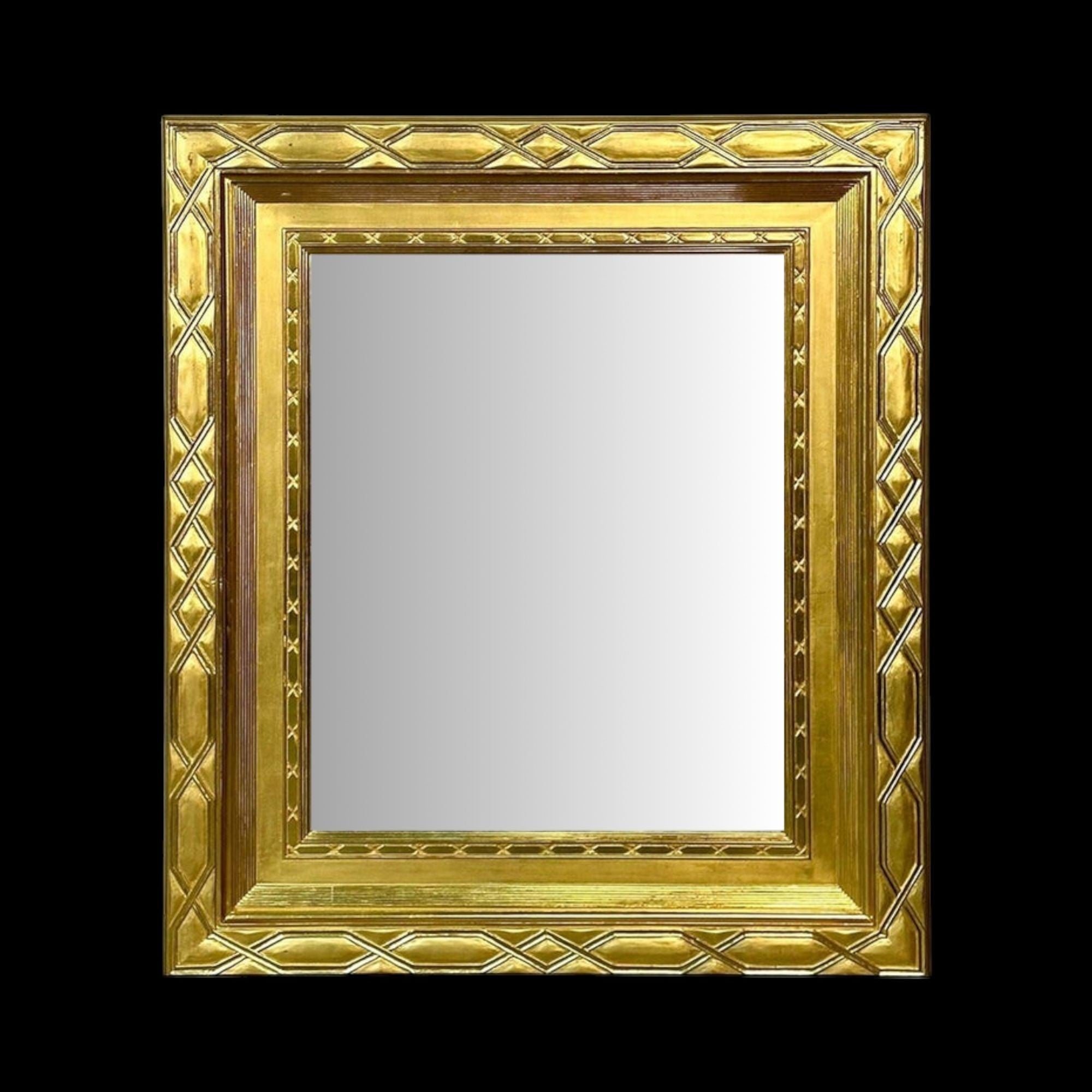 Hollywood Regency, Rectangular Wall Mirror, Carved Giltwood, Water Gilt, 21st C.