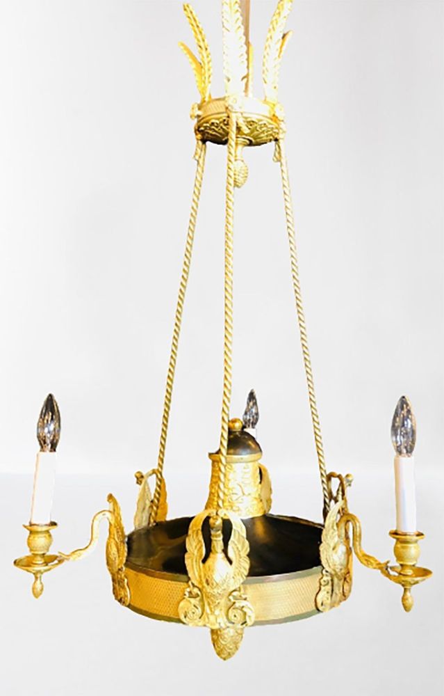 19th Century Empire Chandelier with Full Figure Swan Arms