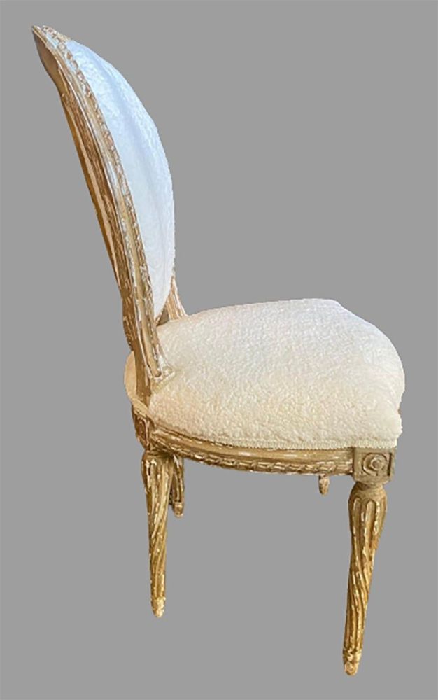 Pair of Jansen Distressed Sherpa Upholstered Side Chairs