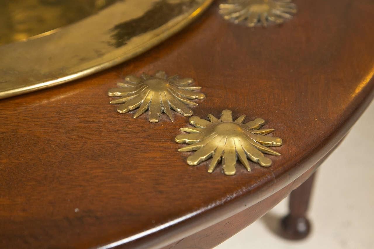 Antique 1880's Brass and Wooden Empire Style Brazier Bronze Mounted Table Top