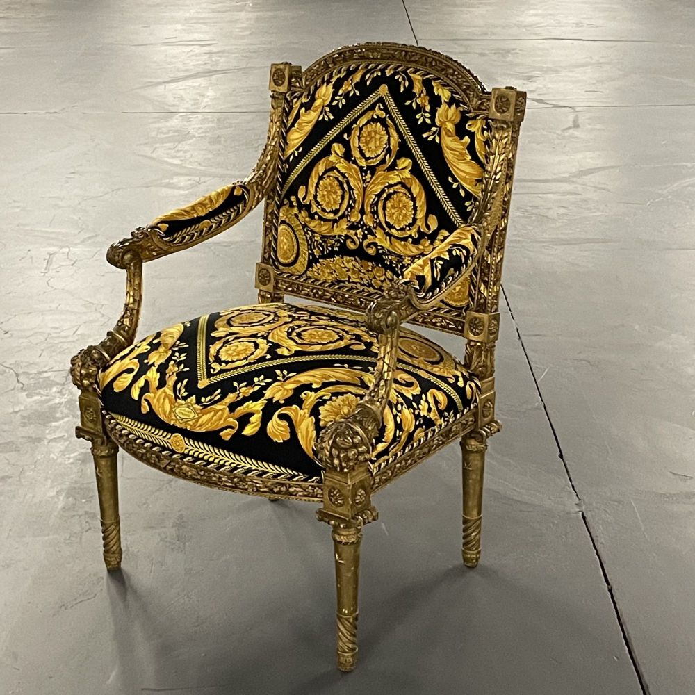 Pair of 19th-20th Century Louis XVI Style Carved Armchairs