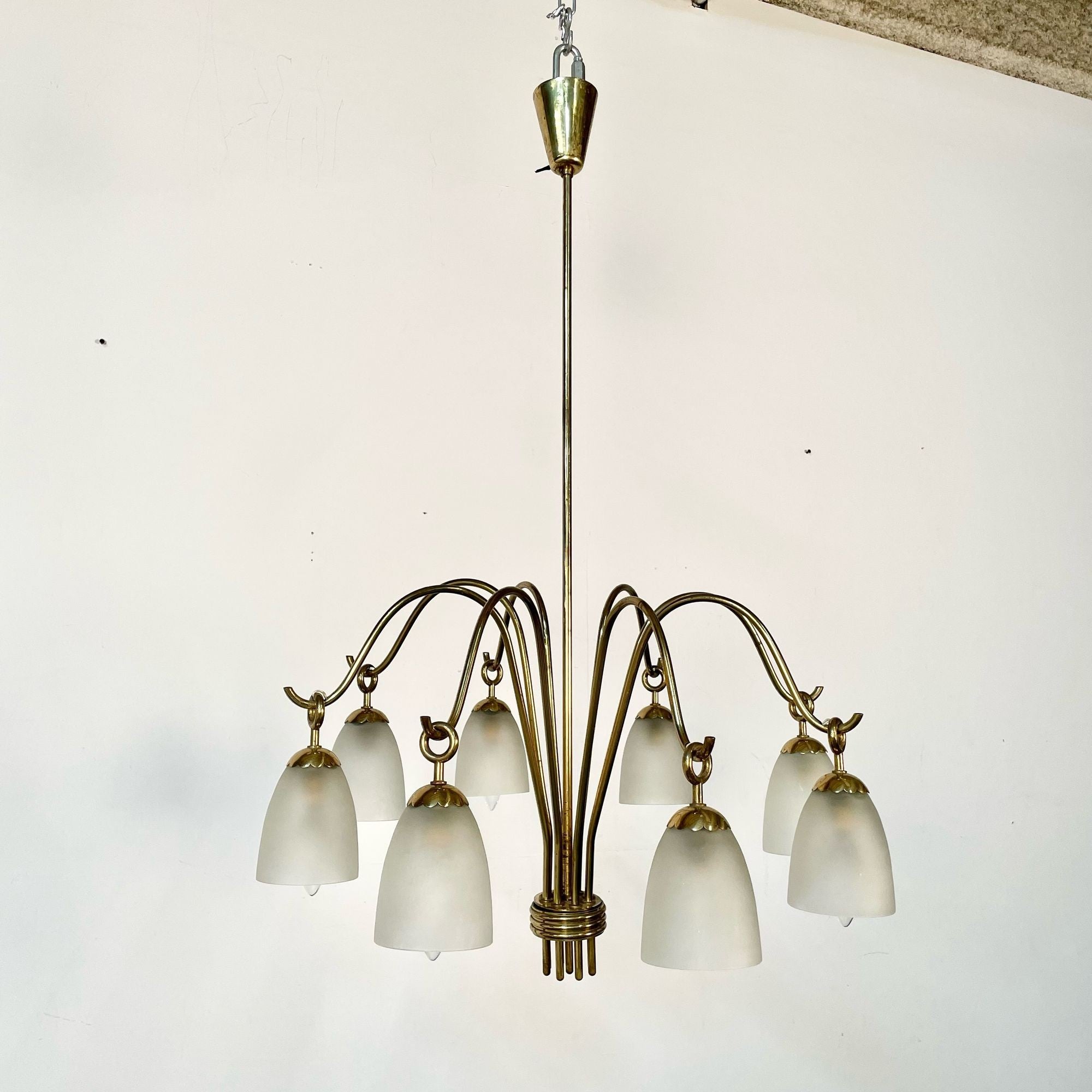 Angelo Lelli, Arredoluce, Italian Mid-Century Modern, Chandelier, Brass, 1960s