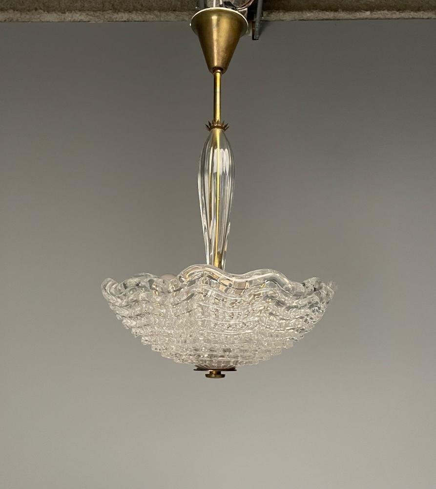 Carl Fagerlund, Orrefors, Swedish Mid-Century Modern, Chandelier, Glass, 1940s