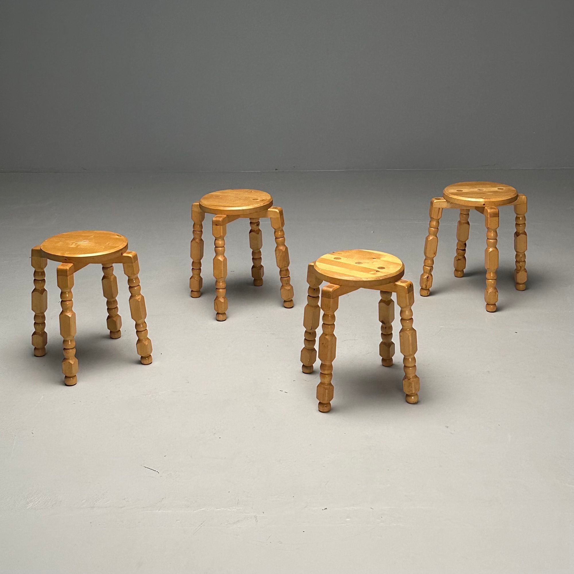 Swedish Mid-Century Modern, Playful Stools, Birch, Sweden, 1960s