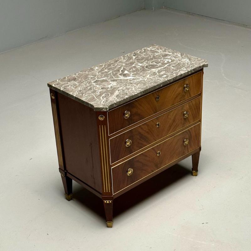 Gustavian, Louis XVI Style, Commode, Marble, Brass, Sweden, 1960s