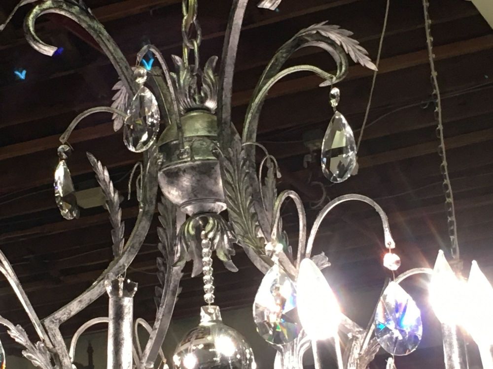 Palatial Silver Distressed Rustic Metal Chandelier by Schonbek