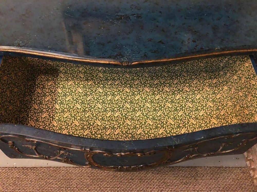 Single Royal Blue and Parcel-Gilt Decorated Bombay Commode or Chest