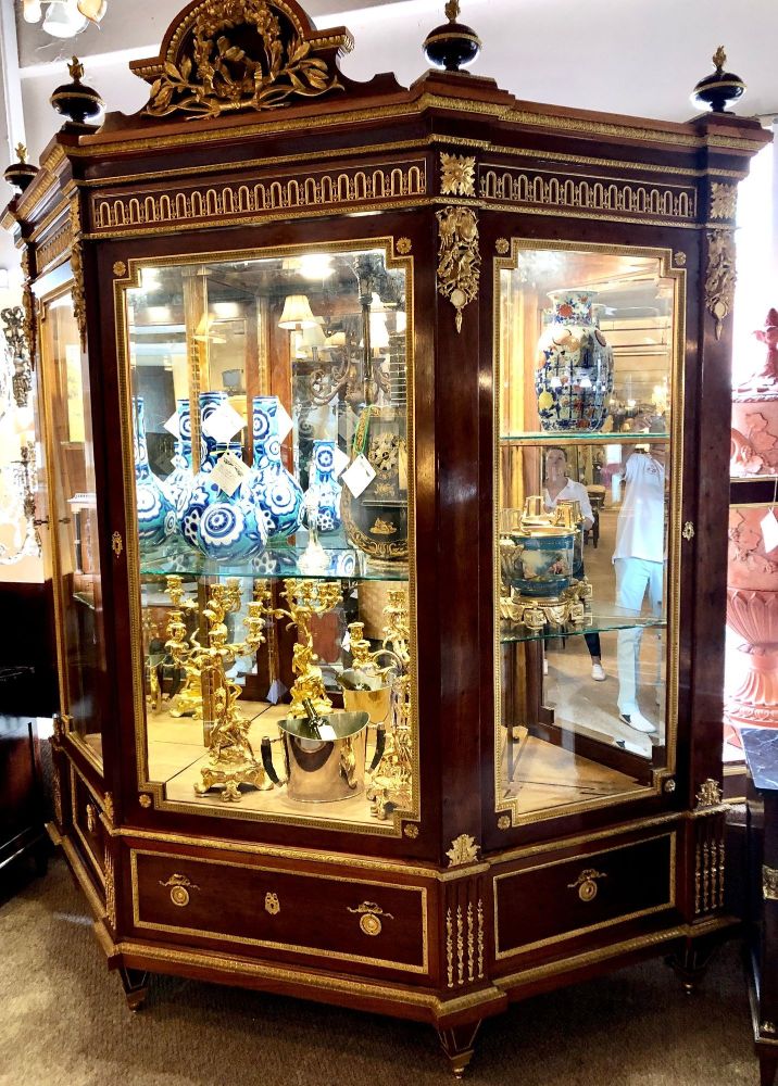 19th Century Mahogany Vitrine Armiore Cabinet by Guillaume Grohe