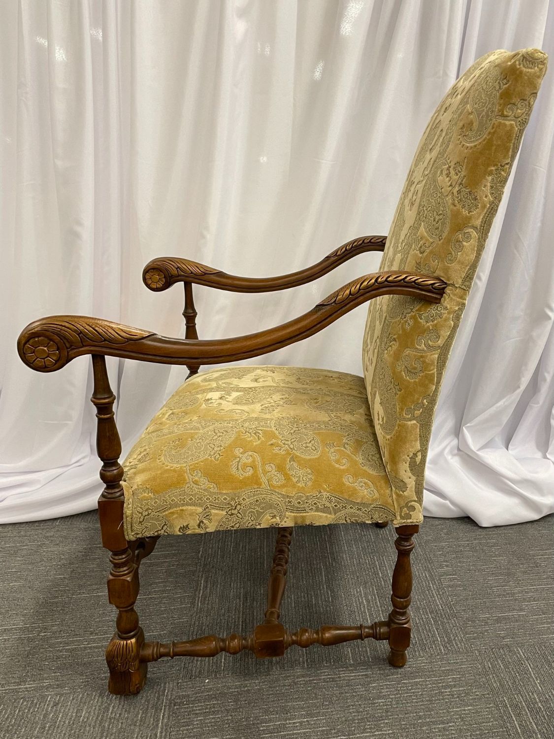 Pair of Throne Chairs, Fauteuils in Louis XIV Fashion, Fine Upholstery