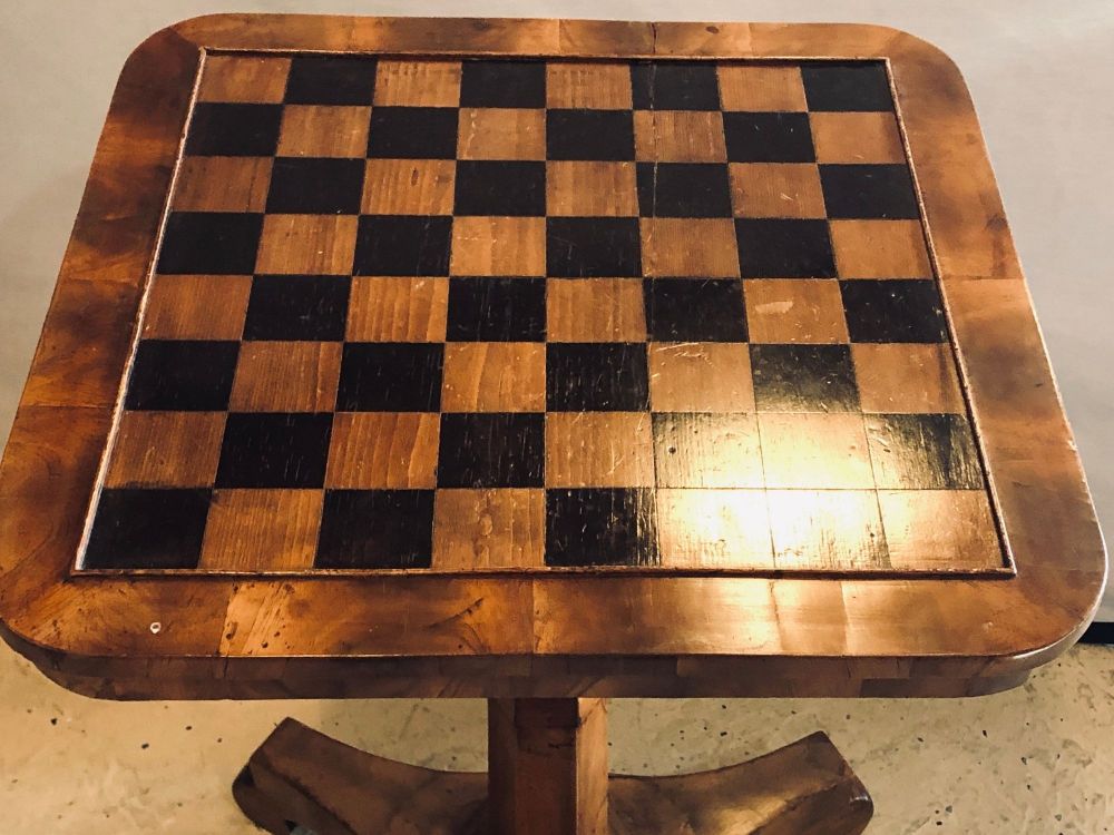 19th Century English Tilt-Top Game Checkerboard or Card Table