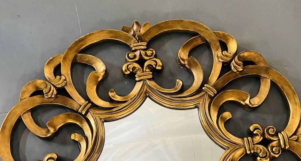 Circular Wall, Console or Pier Mirror, Italian, Gilt Wood.