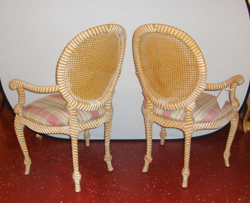 Pair of Twisted and Knotted Form Armchairs