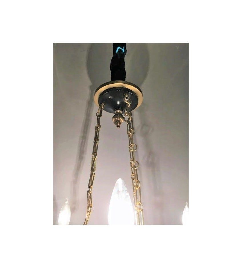 Regency Style Six-Arm Bronze Swan Decorated Chandelier