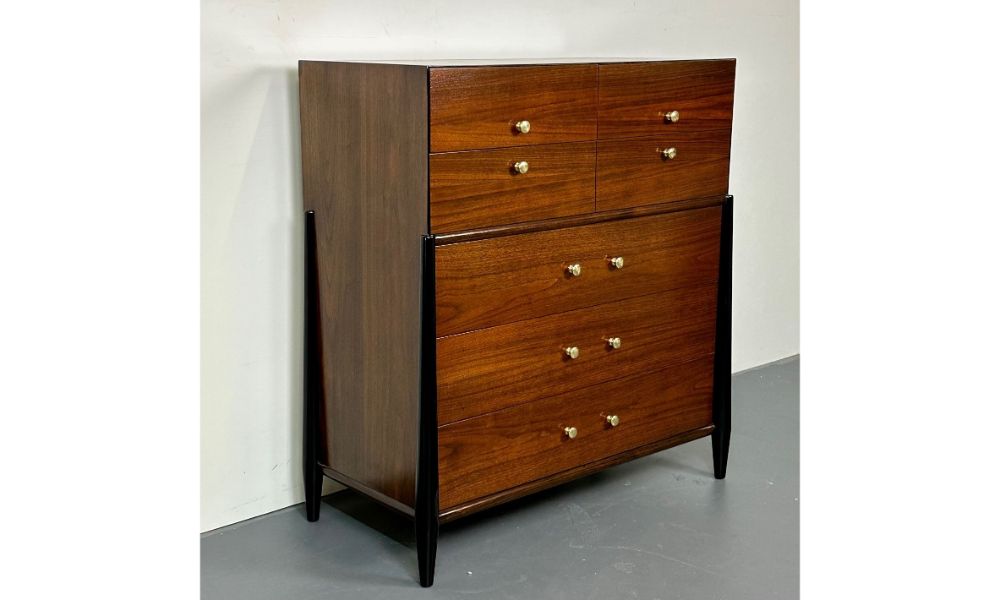 Mid Century Modern Chest, West Michigan Furniture Co. Ebony, Walnut, Metz