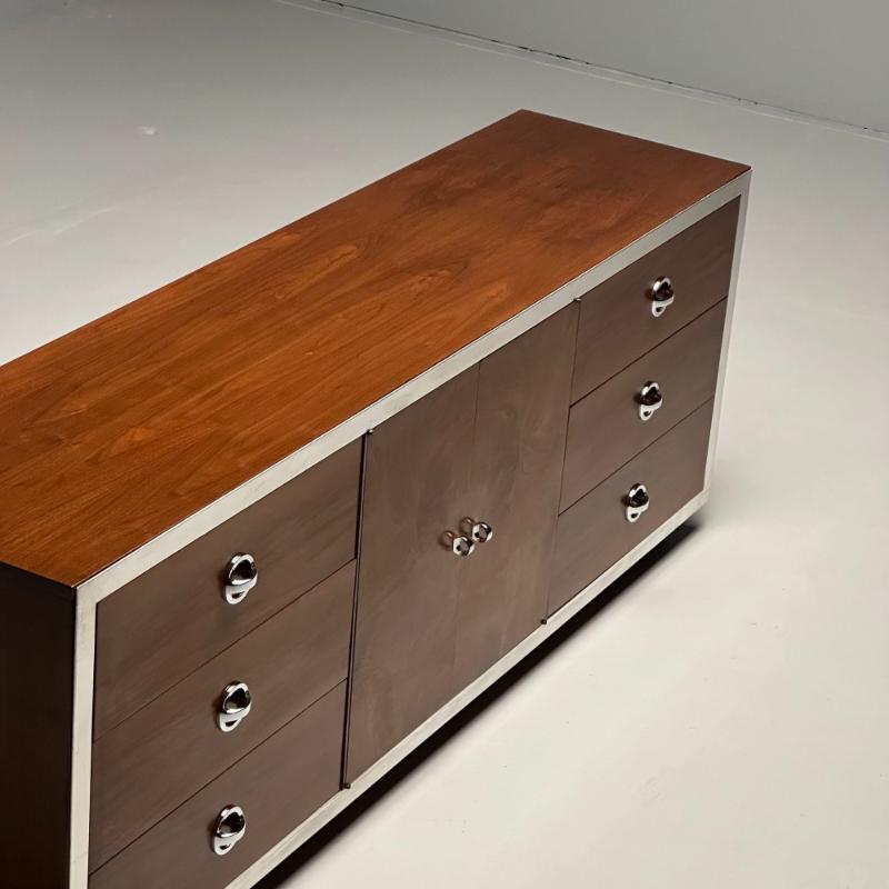 Mid-Century Modern Dresser / Sideboard by Milo Baughman, Chrome, Walnut