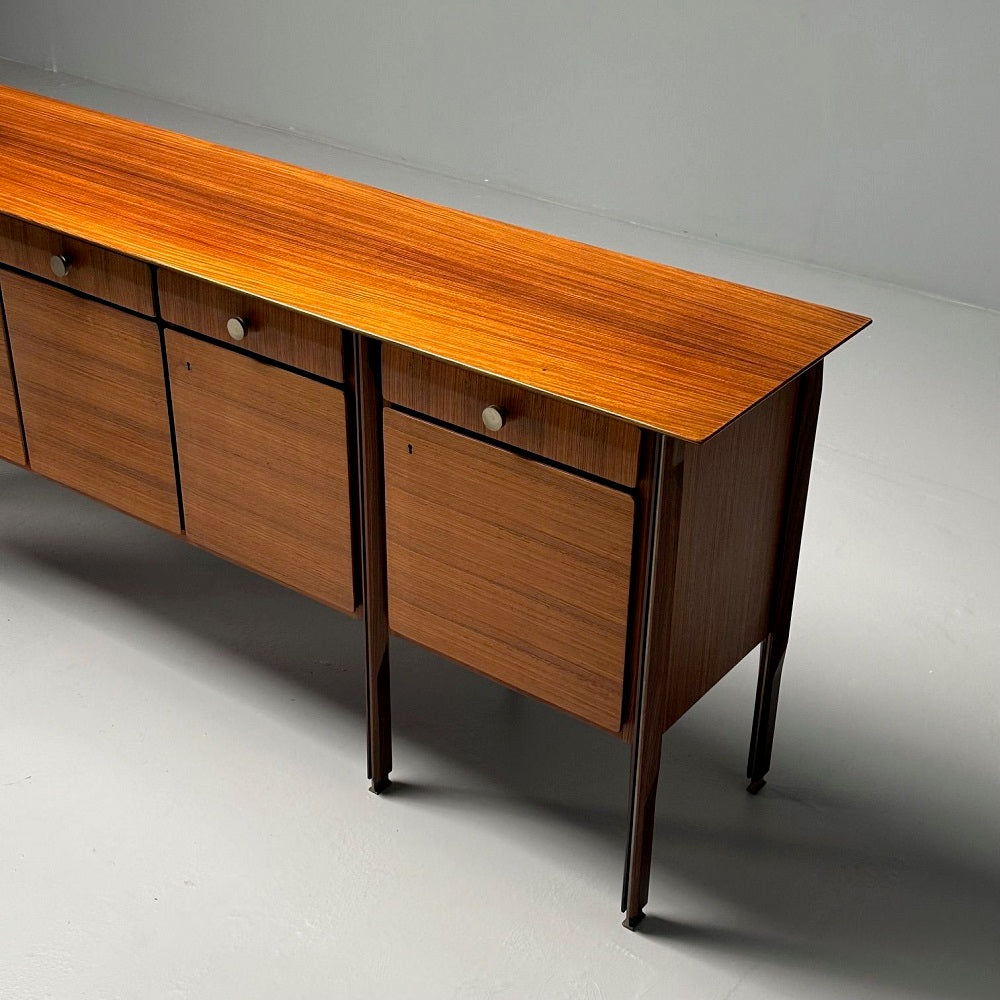 Italian Mid-Century Modern, Monumental Sideboard, Rosewood, Walnut, Italy, 1960s