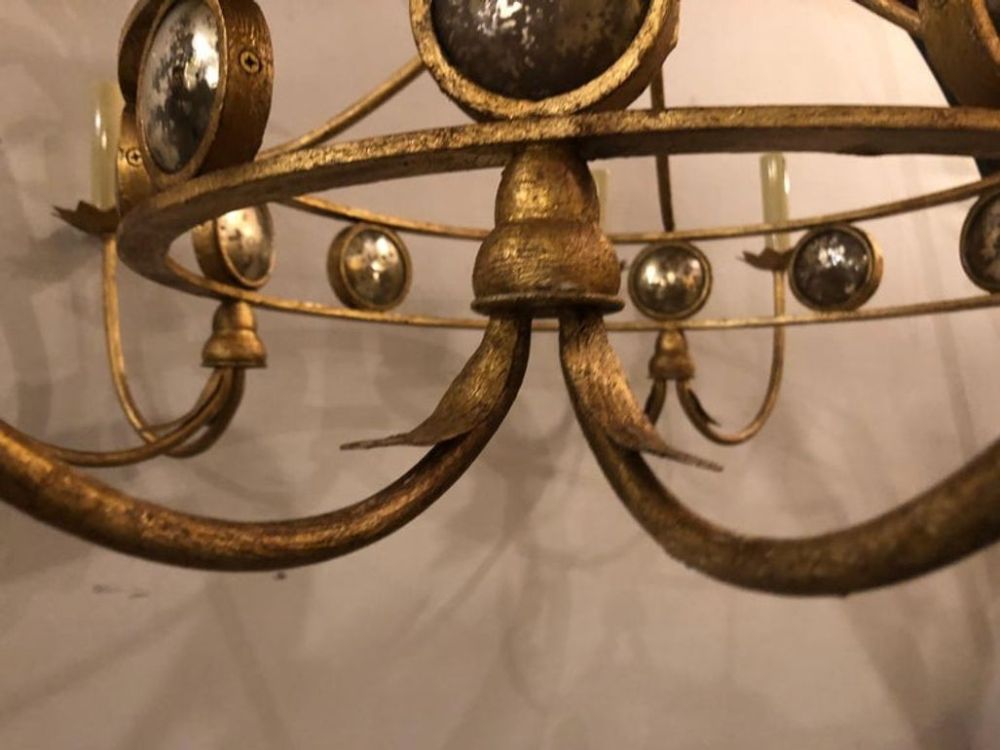 Mid-Century Modern Tommy Parzinger Style Hollywood Regency Chandelier, Gilt