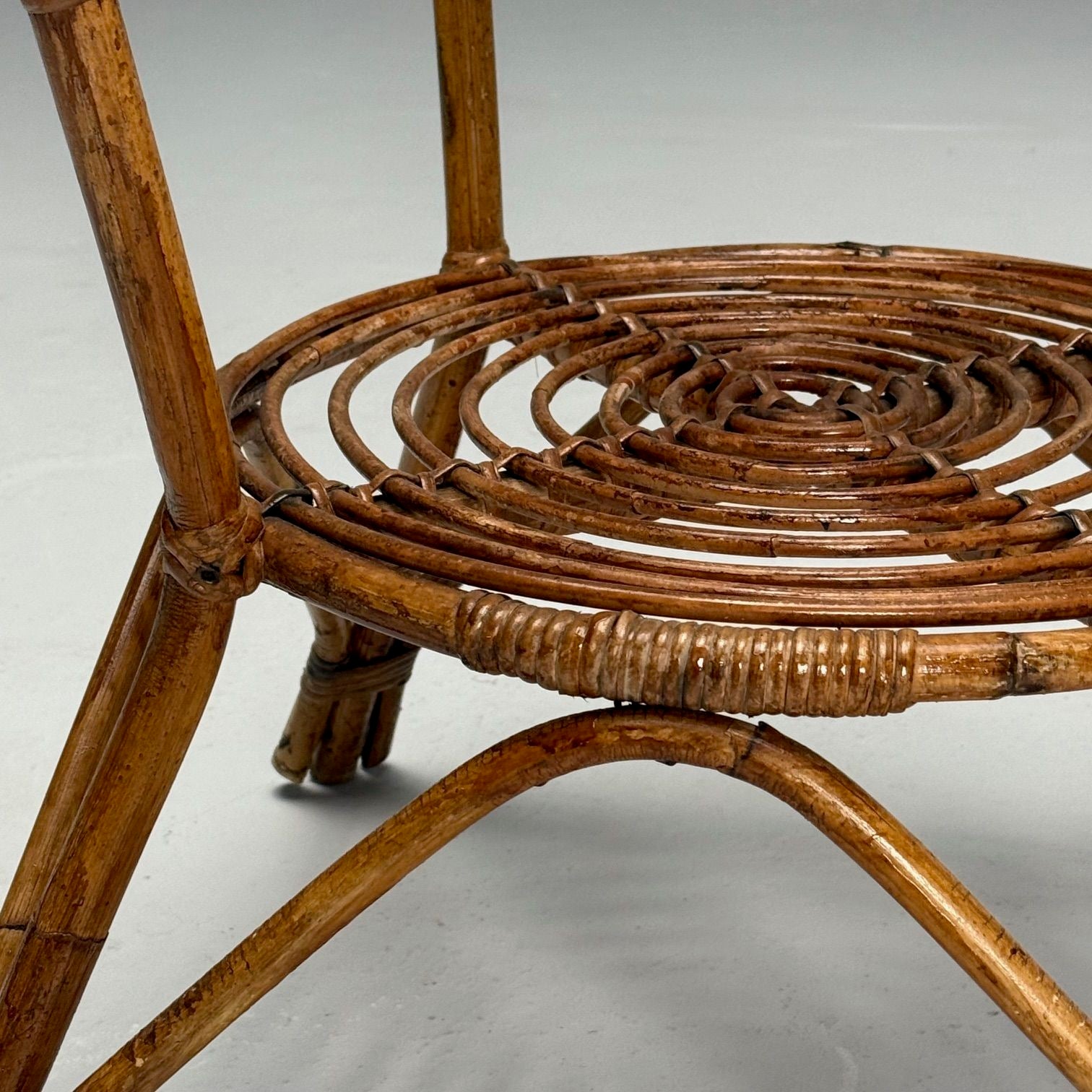 Italian Mid-Century Modern, Occasional Table, Rattan, Bamboo, Italy, 1960s