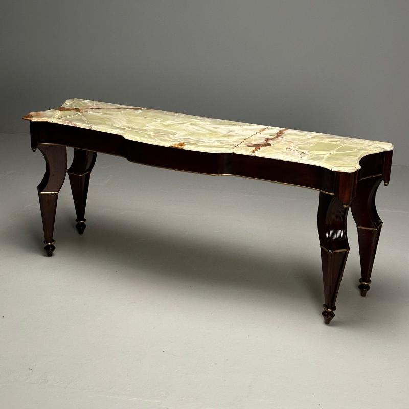 French Mahogany And Parcel Gilt Onyx Marble Top Console Table by Maison Jansen