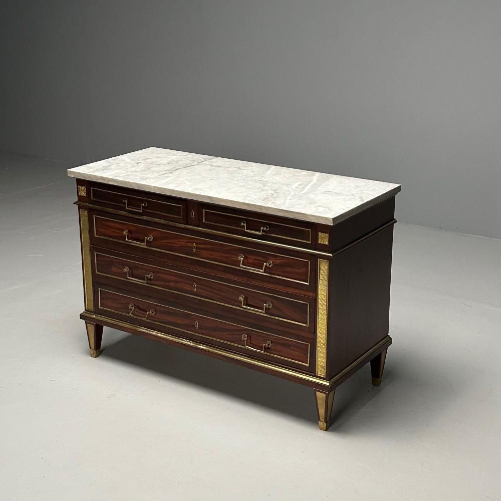 Russian Neoclassical, Louis XVI, Commode, Mahogany, Bronze, Marble, France, 19th C