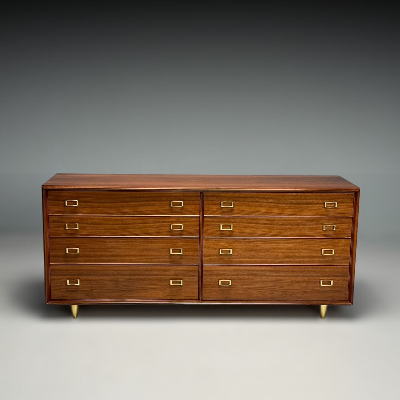 Paul Frankl, John Stuart, Mid-Century Modern, Dresser, Walnut, Brass, USA, 1950s