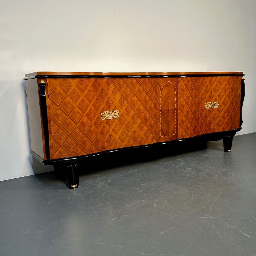 French Art Deco Marquetry Sideboard, Buffet, Rosewood, Walnut, Marquetry, Palatial