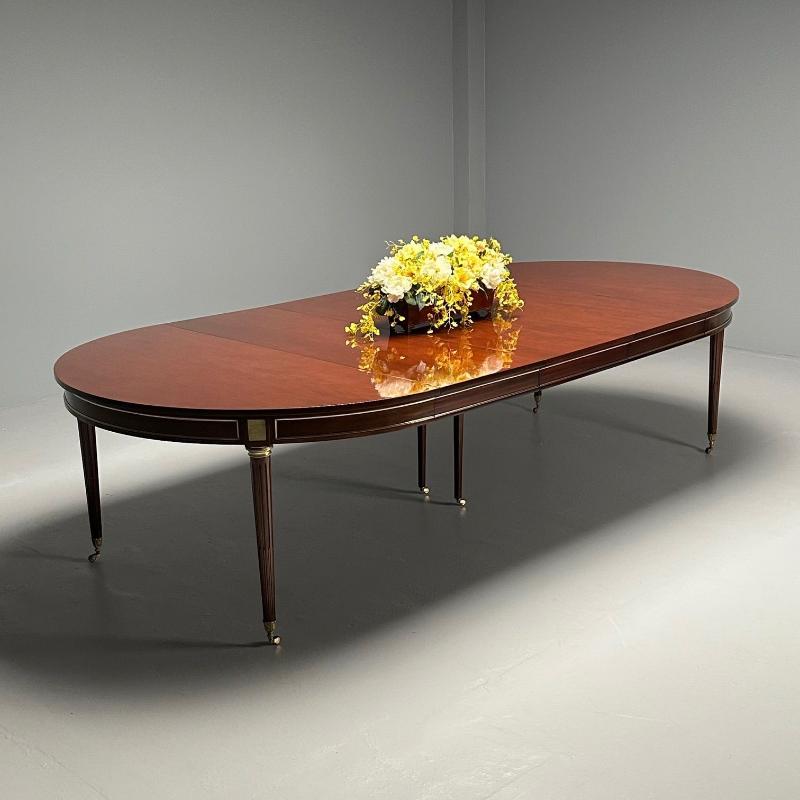 Maison Jansen Style, French Louis XVI, Dining Table, Circular, Mahogany, Bronze