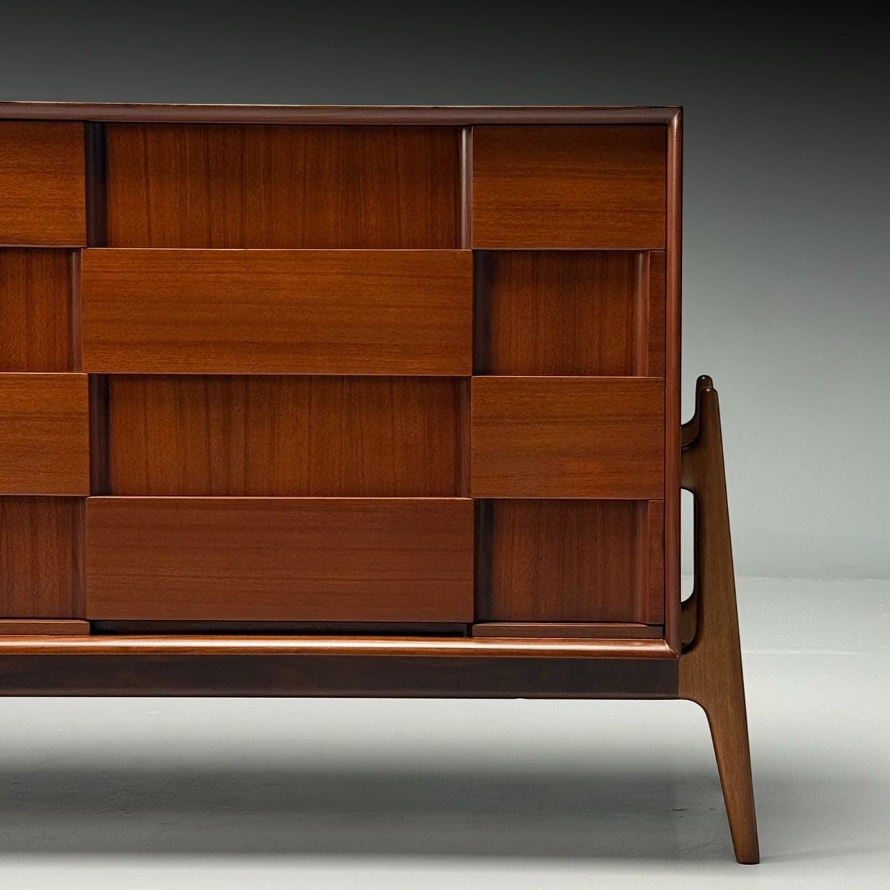 Jorgen Clausen, Danish Mid-Century Modern, Sculptural Dresser, Teak, 1960s