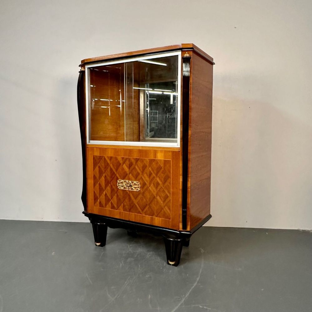 French Art Deco Marquetry Vitrine / Cabinet, Buffet, Jewelers Cabinet,