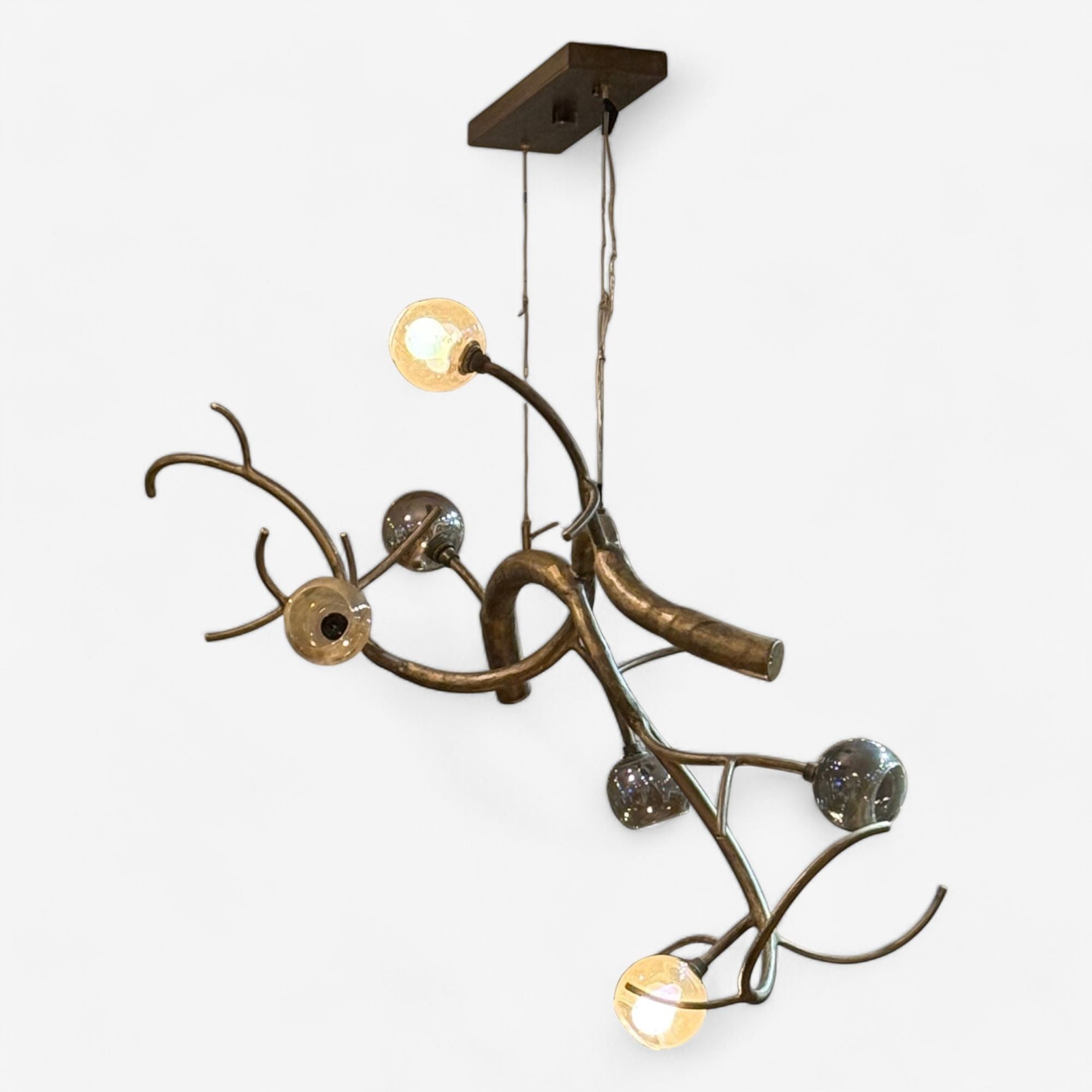 Christopher Poehlmann, Modern Sculptural Branch Chandelier, Mirrored Glass