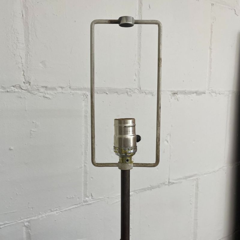 Brutalist Mid Century Modern Table Lamp, Blackened Steel