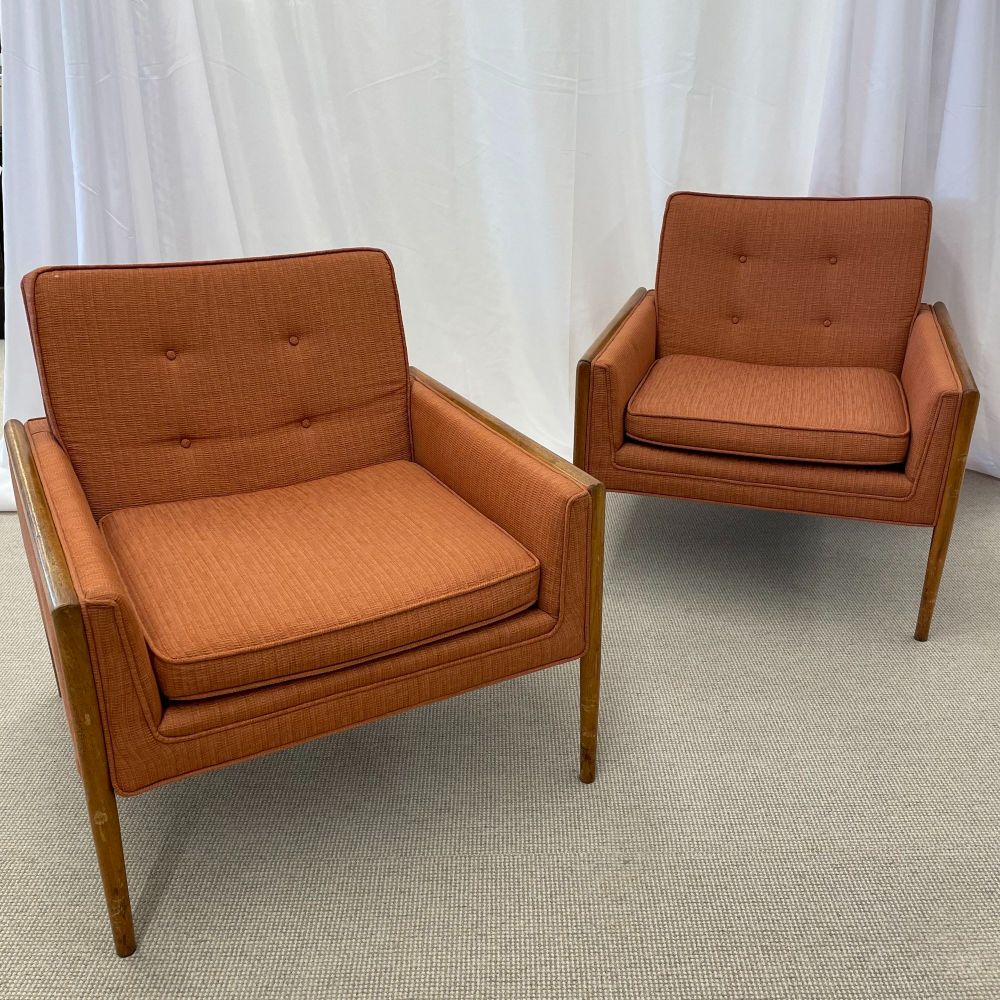 Pair of Mid-Century Modern Lounge Chairs, American, Walnut, 1960s