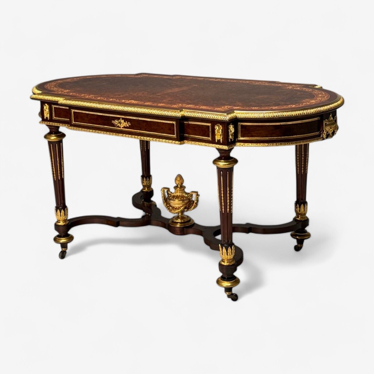 Napoleon III, Desk, Center Table, Bronze, Inlaid Tortoise, France, 19th Century