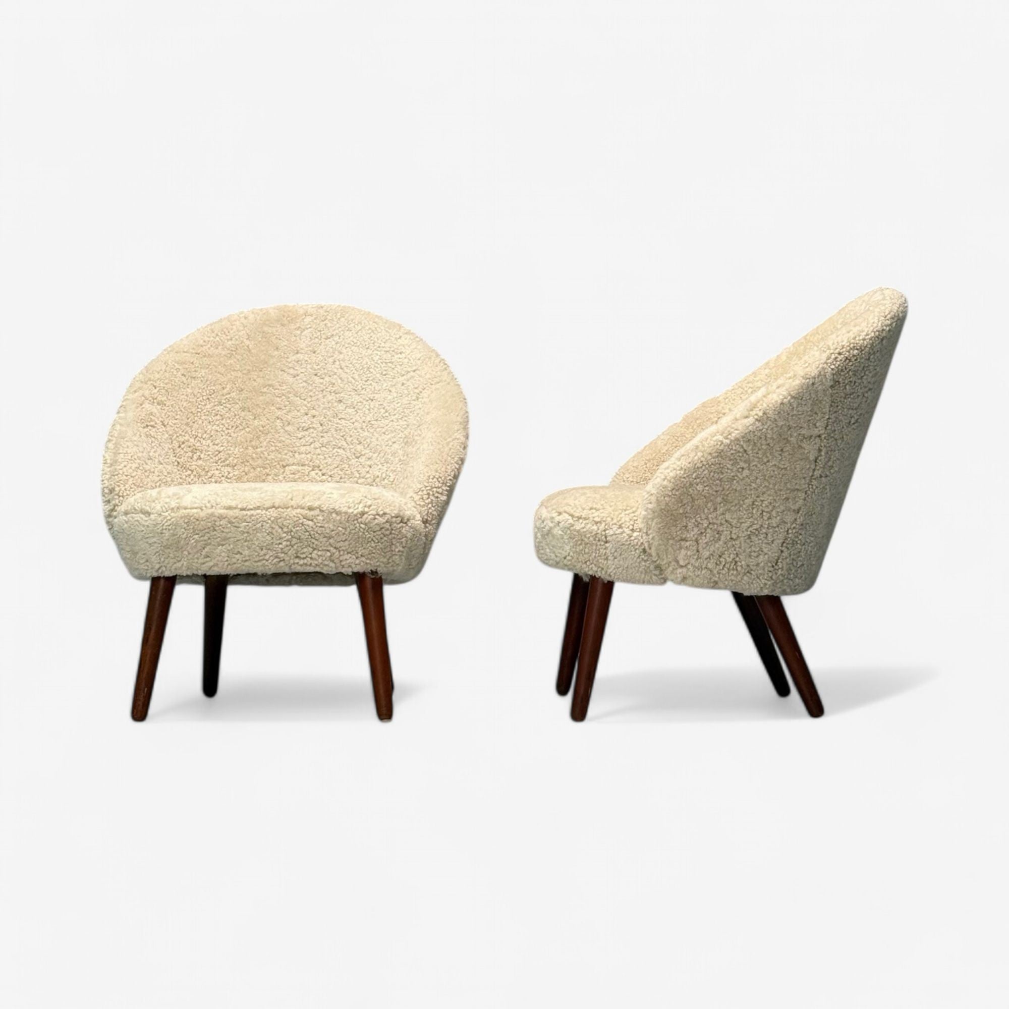 Ejvid Johansson, Danish Mid-Century Modern, Lounge Chairs, Shearling, 1950s