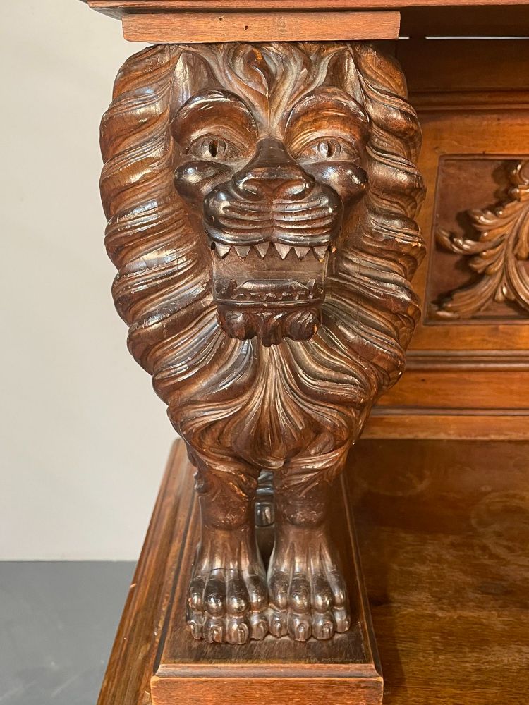 R. J. Horner Victorian Sideboard, Full Griffins, Figural, 1880s, Refinished