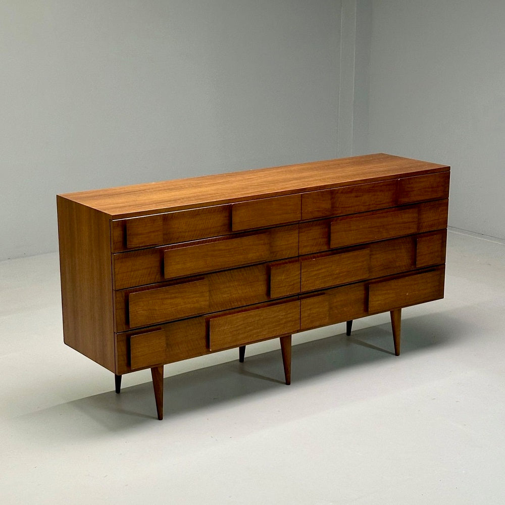 Gio Ponti, Singer & Sons, Italian Mid-Century Modern, Sculptural Dresser, Walnut