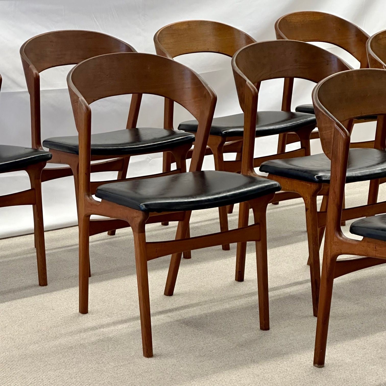 Set of Ten Kai Kristiansen Style Mid-Century Modern Dining / Side Chairs, Danish