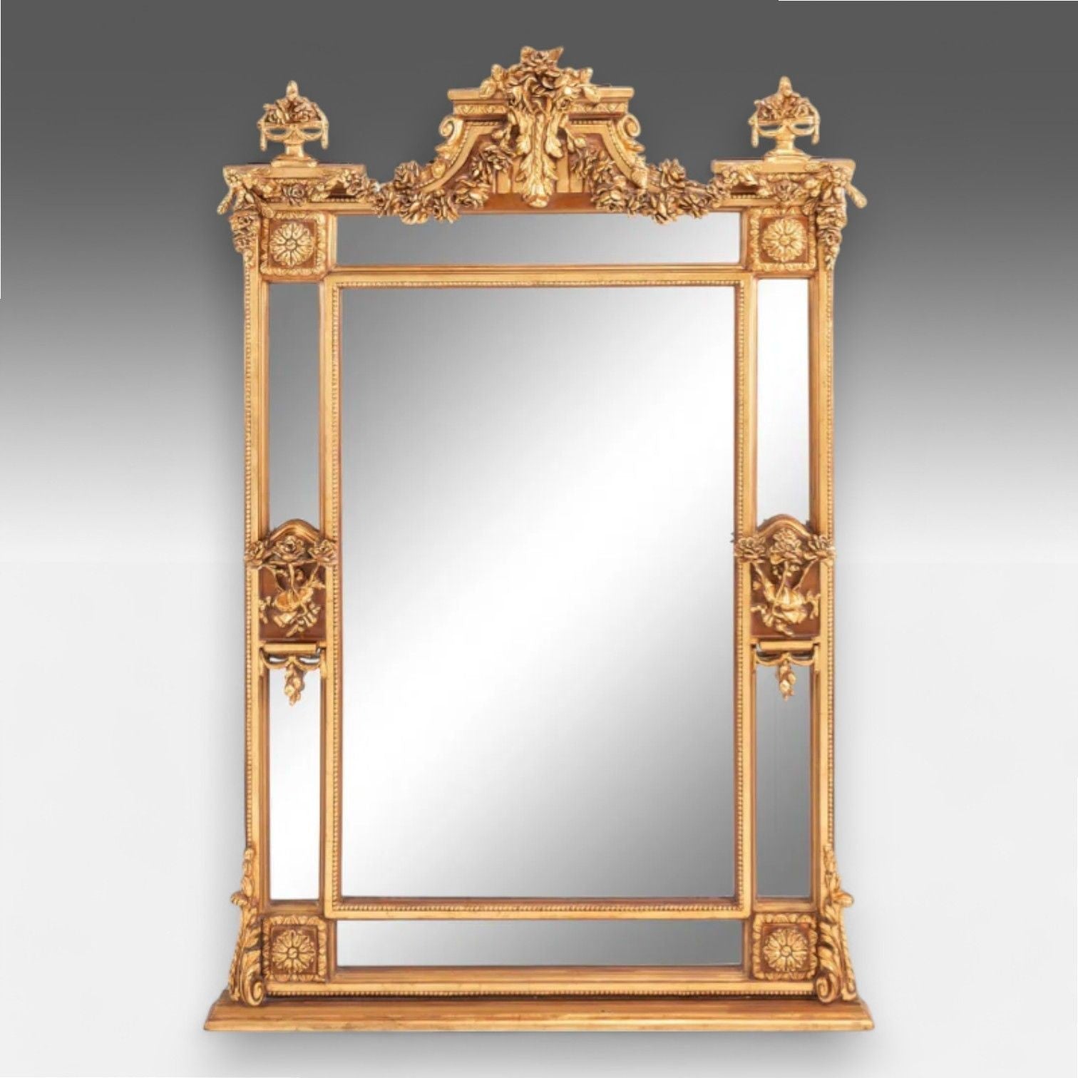 Louis XVI Style, Large Wall or Floor Mirrors, Giltwood, Gesso, Europe, 19th C.