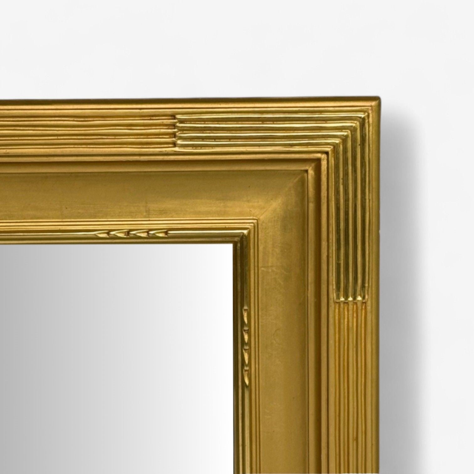 Hollywood Regency, Custom Rectangular Mirror, Carved Giltwood, Water Gilt, Mirror, USA, 21st C.