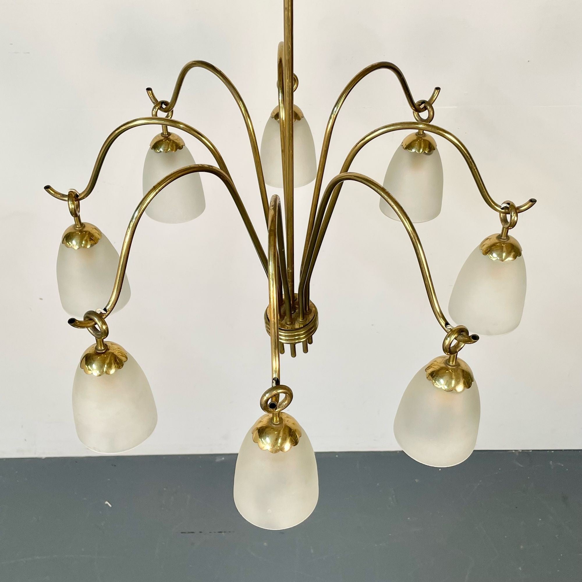 Angelo Lelli, Arredoluce, Italian Mid-Century Modern, Chandelier, Brass, 1960s