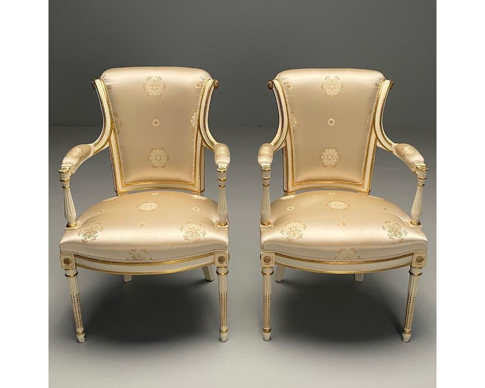 Maison Jansen Attr., Louis XVI Style, Hollywood Regency, Fauteuils, Scalamandre