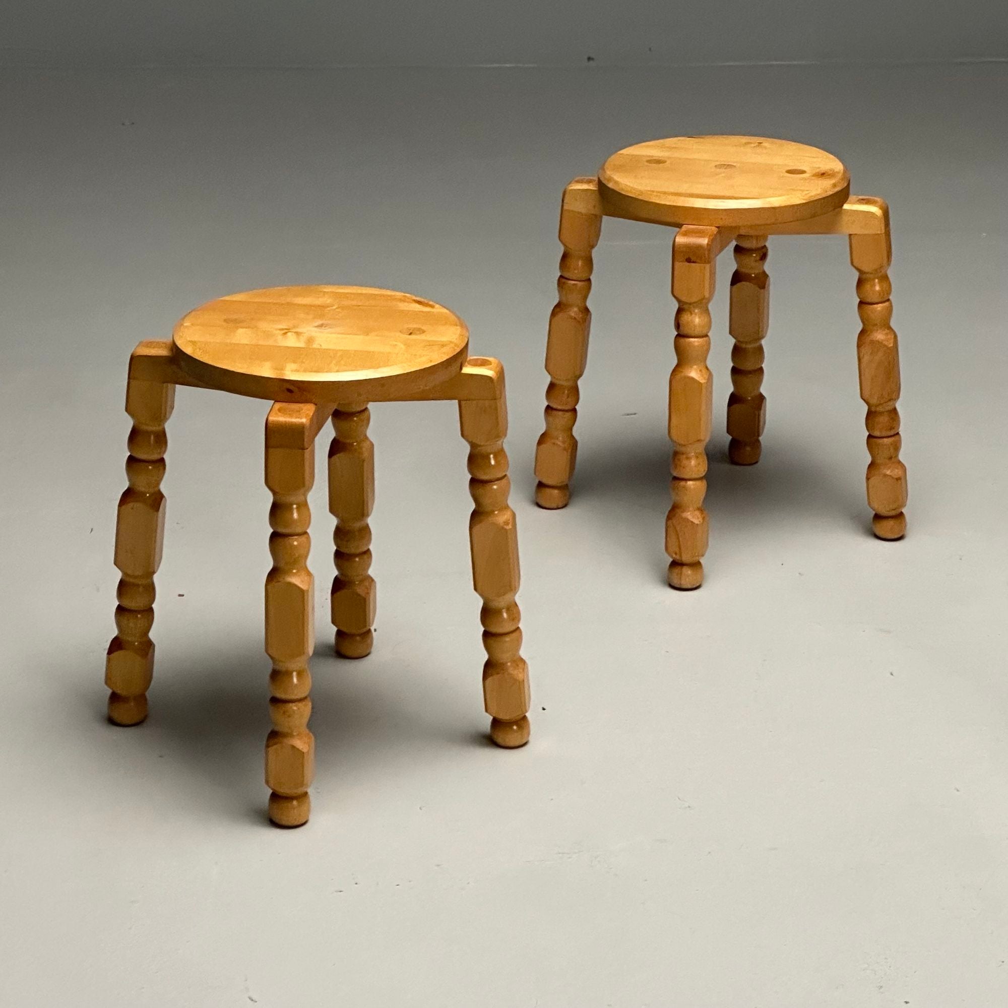 Swedish Mid-Century Modern, Playful Stools, Birch, Sweden, 1960s