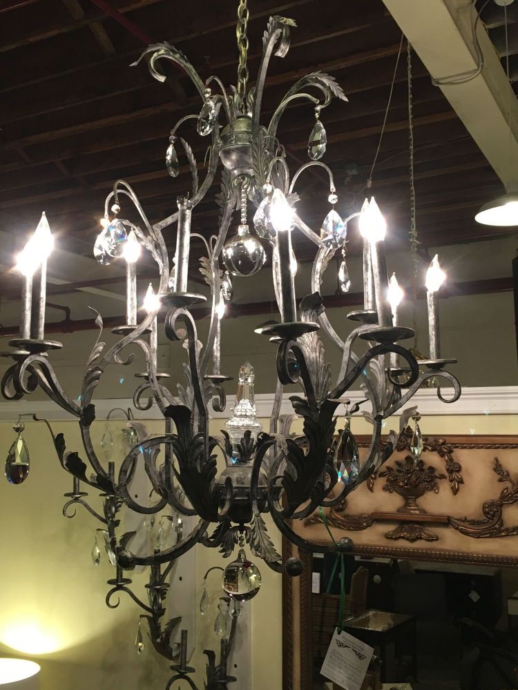 Palatial Silver Distressed Rustic Metal Chandelier by Schonbek