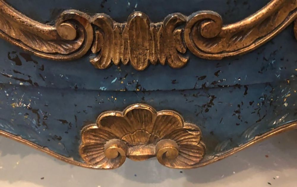 Single Royal Blue and Parcel-Gilt Decorated Bombay Commode or Chest