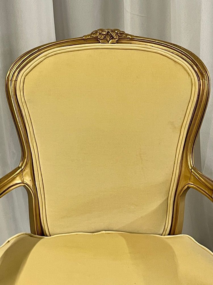 French Louis XVI Jansen Style Bergere, Arm / Accent Chair, Velvet, Giltwood