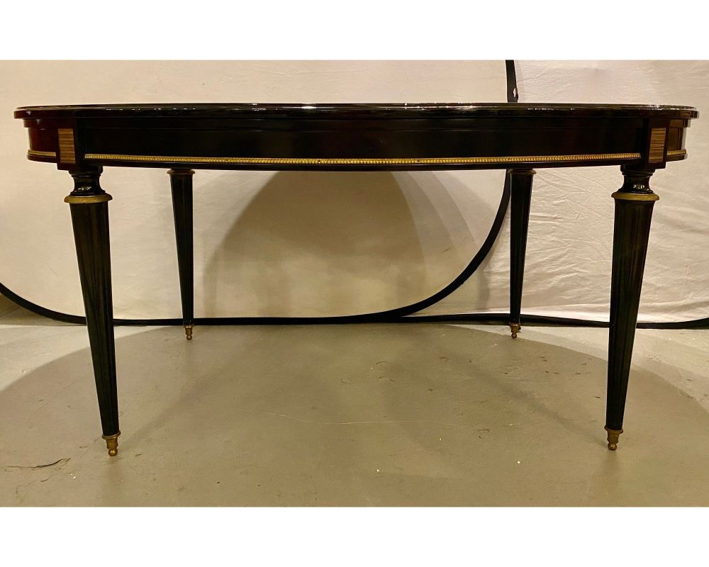 Louis XVI Jansen Style Center or Dining Table Black Lacquer Steinway Finish